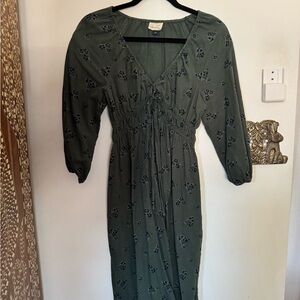 Target Universal Thread Olive Green Floral Tie-Front Dress